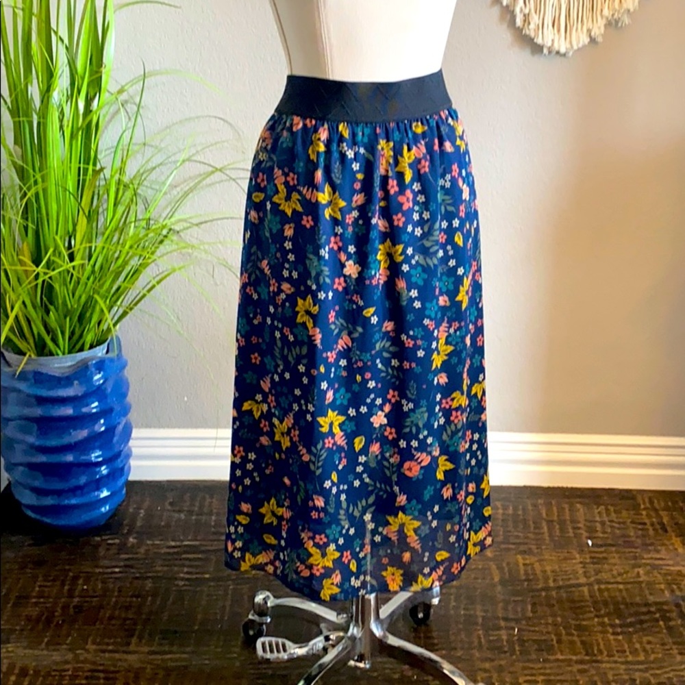 Blue floral skirt